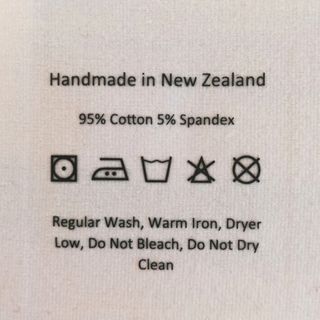 BLACK Cotton Spandex vinyl care label