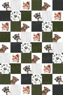 Cute woodland creatures faux quilt
