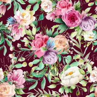 Burgundy Vibrant floral Large
