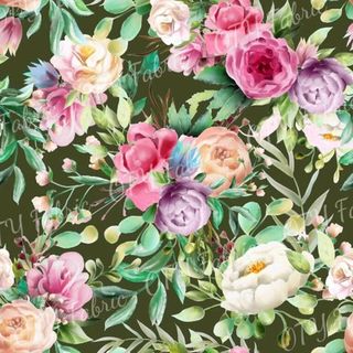 Olive Vibrant floral large scale