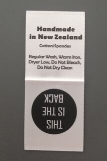 Care label on ribbon