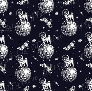 Space pugs on dark Royal blue