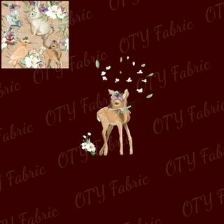 Deer on burgundy ft