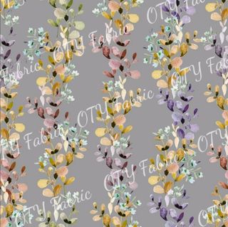 Watercolour floral vines on grey 