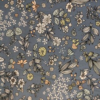 Doodle floral on denim