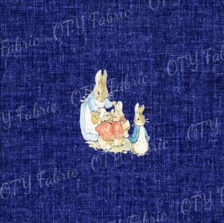 Rabbit on blue linen panel