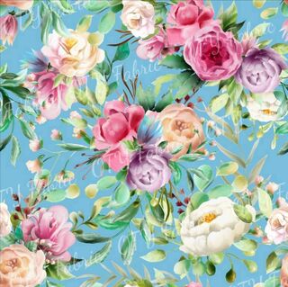 Vibrant floral on Aqua