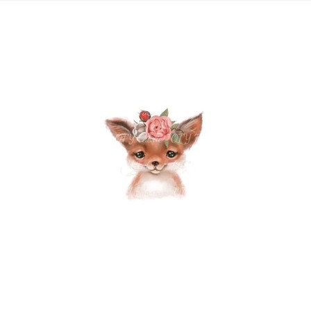 Cute Forest Animals - Floral Fox Panel