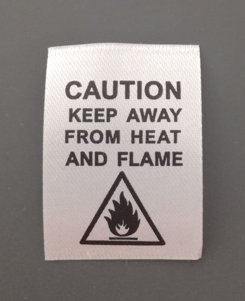 Fire label on ribbon