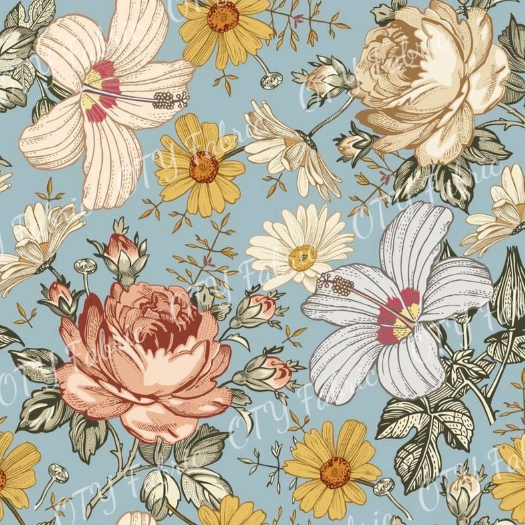 Victorian floral on duckegg