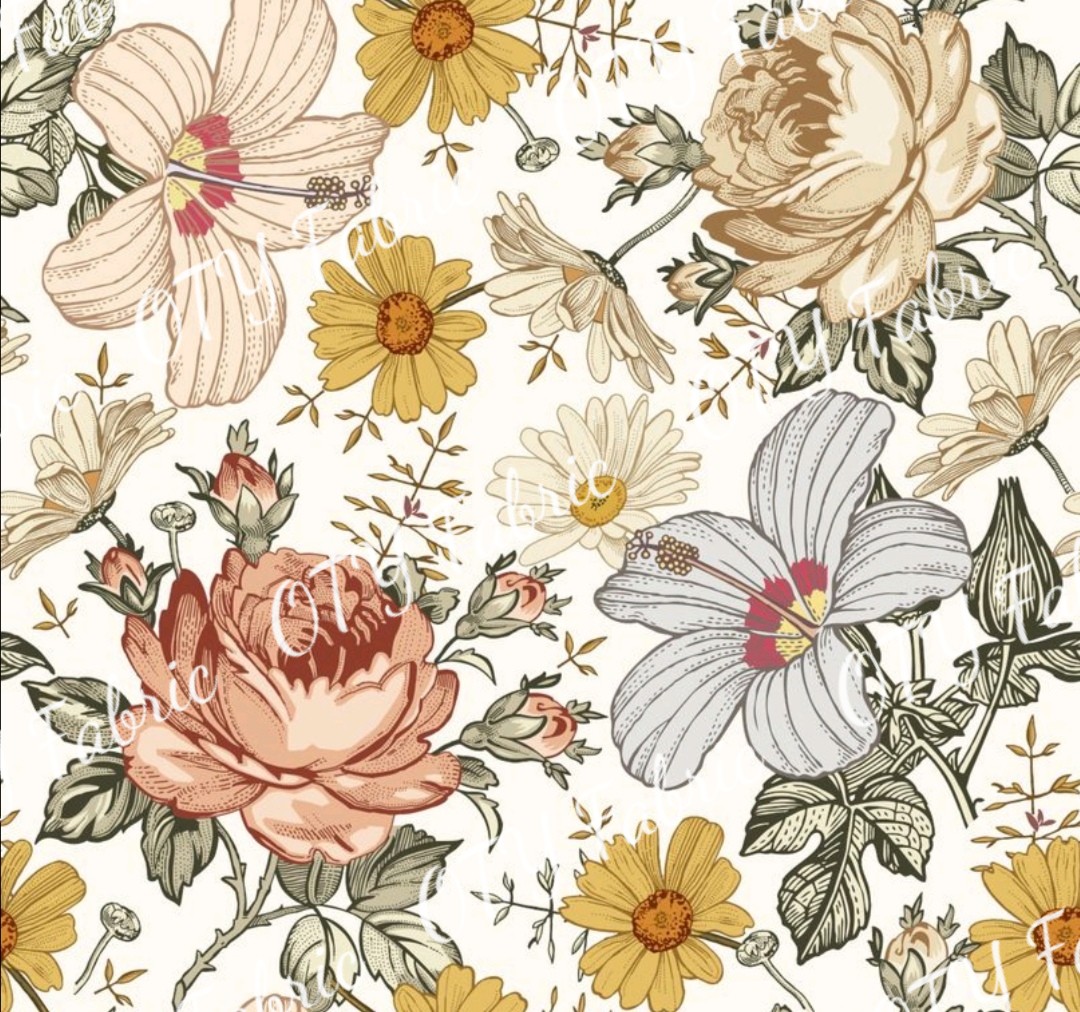Victorian floral on white