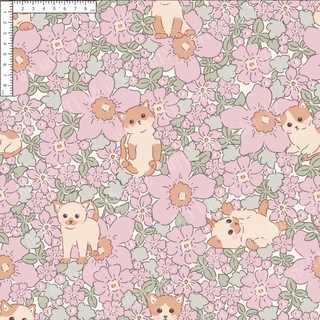Dusty pink floral kittens