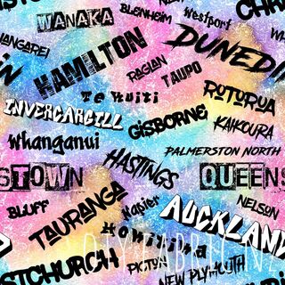 Kiwiana grafitti towns rainbow