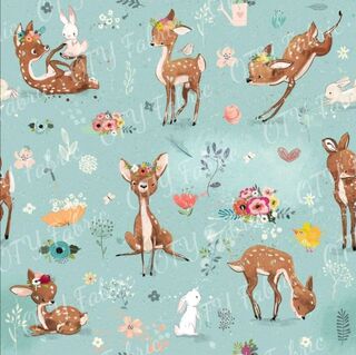 Deer and bunny on duckegg