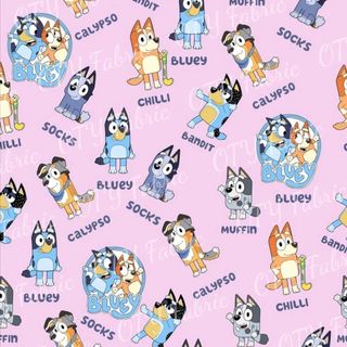 Bluey on dusky pink