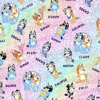 Bluey on pastel glitter
