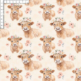 Peach floral highland cows