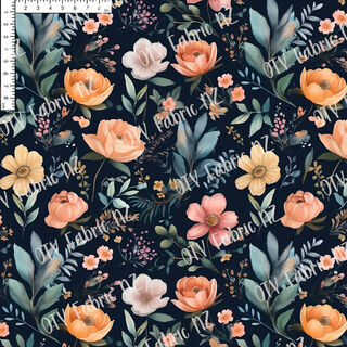 Autumn flowers on navy